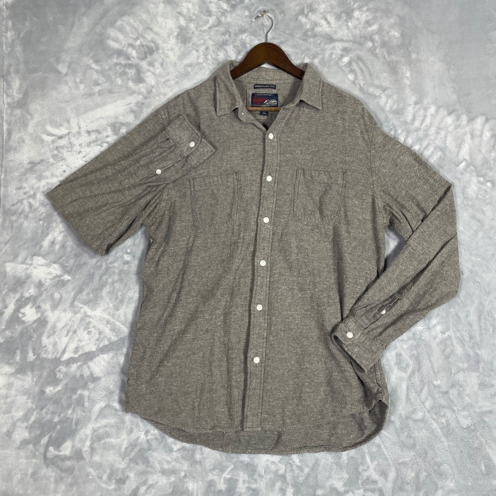 VTG Old Navy Flannel Mens Large Regular Fit Button Down Pocket Gray Excellent